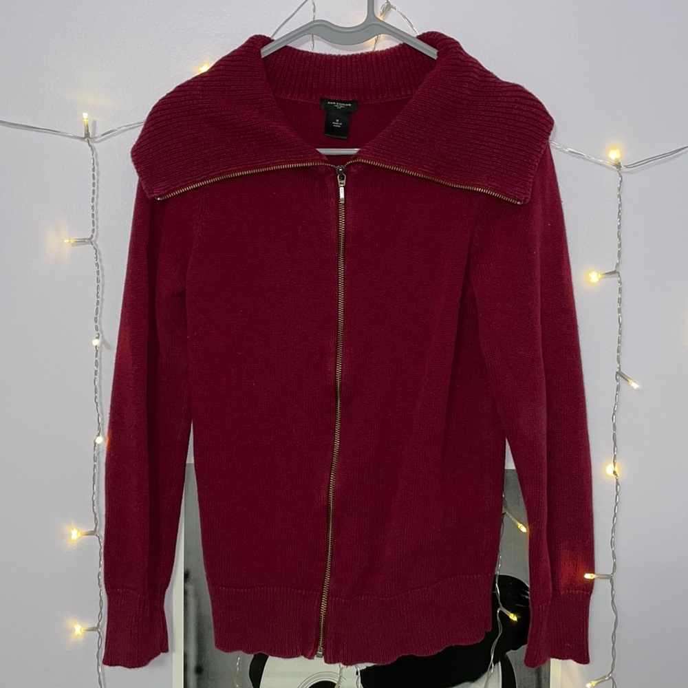 Ann Taylor Maroon Knitted Jacket